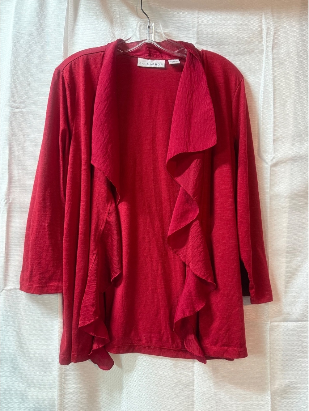 Sag Harbor Women's Red Open Front Cardigan Sweater, Size XL